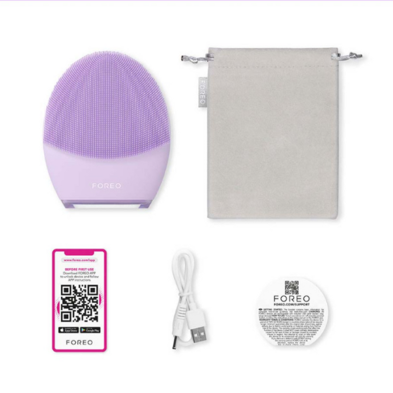 4FOREO LUNA Silicone Facial Brush فرشاة تنظيف الوجه 4فوريو لونا سيليكون تنظيف عميق، تدليك مضاد للشيخوخة، وسيليكون صحي للبشرة الحساسة