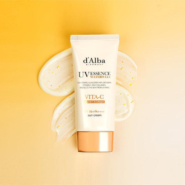 D'ALBA Waterfull UV Essence Vitamin C & Collagen (SPF 50+، PA+++) دالبا صن كريم فيتا كبسول لمقاومة الشيخوخة واقٍ شمسي مضاد للشيخوخة وترطيب البشرة