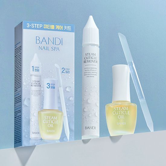 🇰🇷🥇BANDI Steam Cuticle Oil & Cuticle Care Kit باندي طقم العناية ثلاثية بالبخار لترطيب وتغذية وتنظيف الكيوتكل