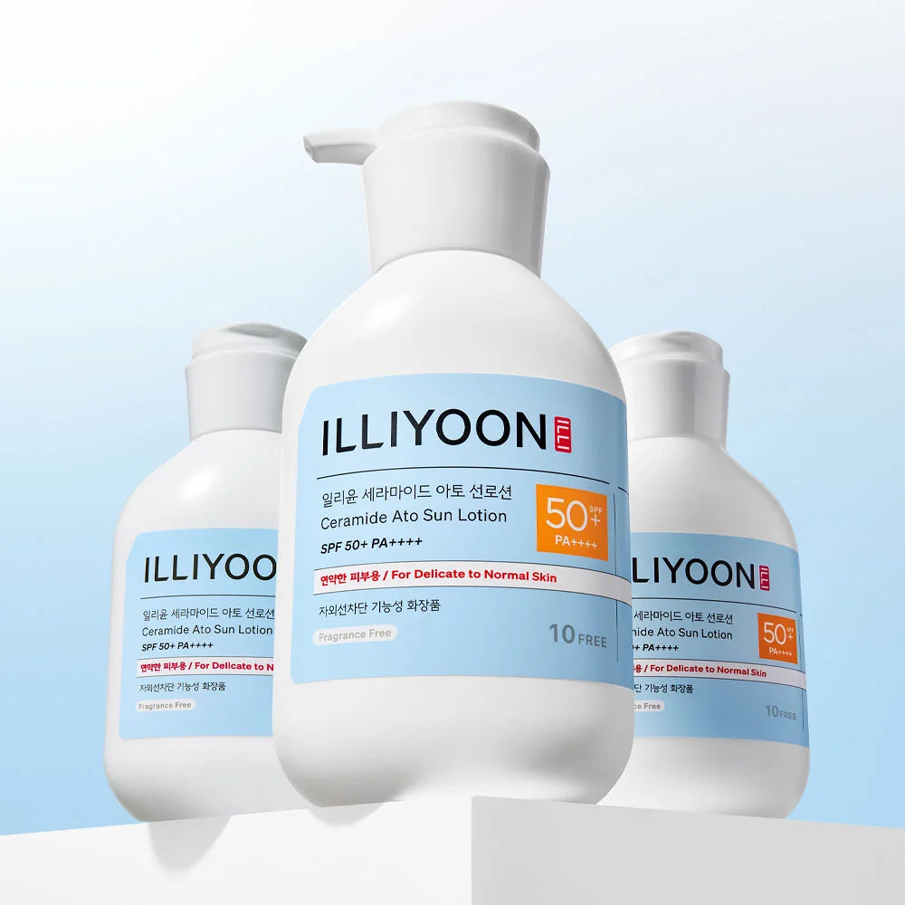 🇰🇷🥇ILLIYOON Ceramide Ato Sun Lotion (SPF50+ PA+++) لوشن إيليون بسيراميد الصويا لحماية الشمس وترميم البشرة الحساسة حجم جامبو