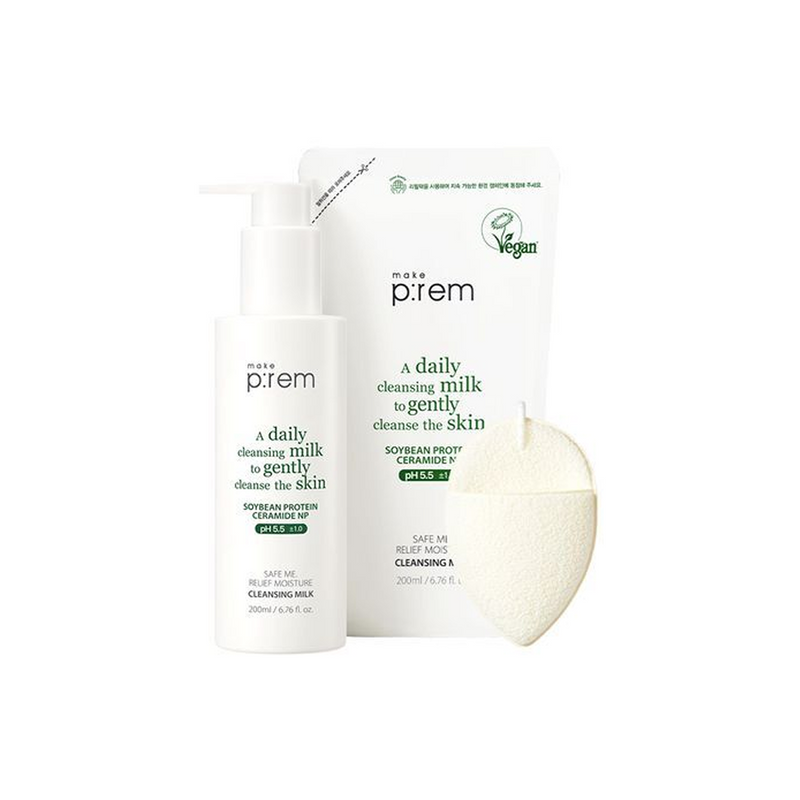 🇰🇷🥇make p:rem Safe Me Relief Moisture Cleansing Milk ميك برِم سيف مي ريليف منظف مرطب لطيف للبشرة الحساسة