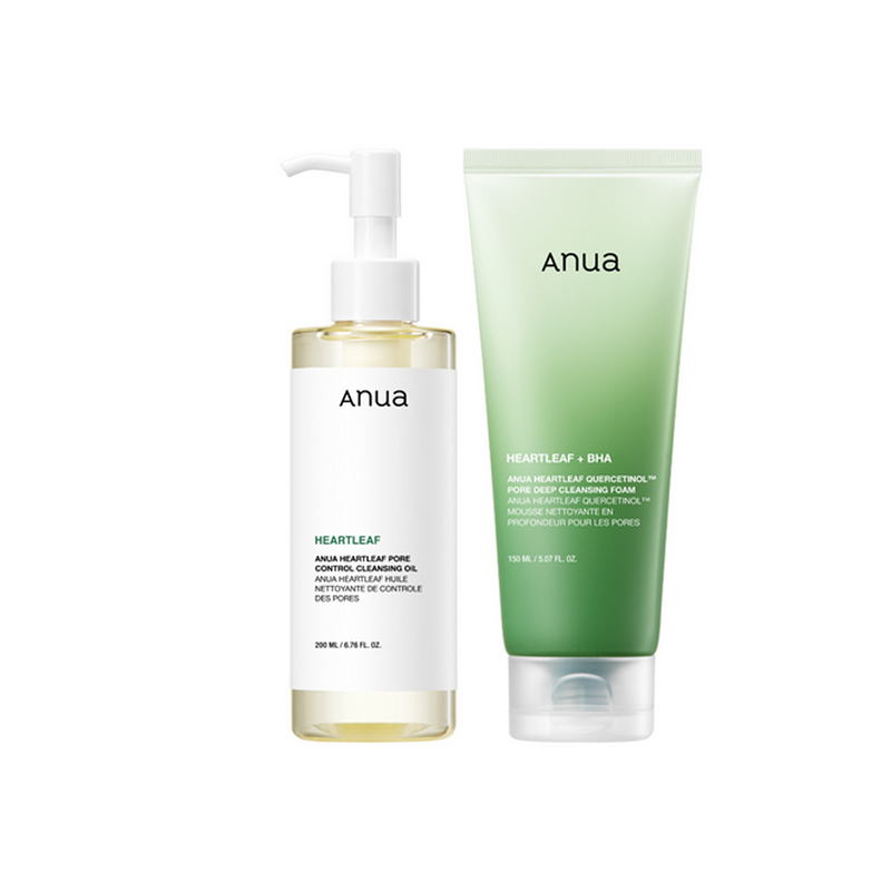ANUA Heartleaf Cleansing Duo Set أنوا مجموعة تنظيف المسام بخلاصة عشبة القلب تنظيف مزدوج فعّال للمسام بدون تهيّج