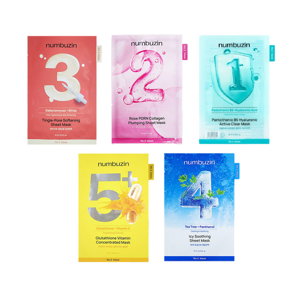 NUMBUZIN Mask Pack نمبرز إن ماسك للوجه حلول مرقمة للعناية بجميع مشاكل البشرة