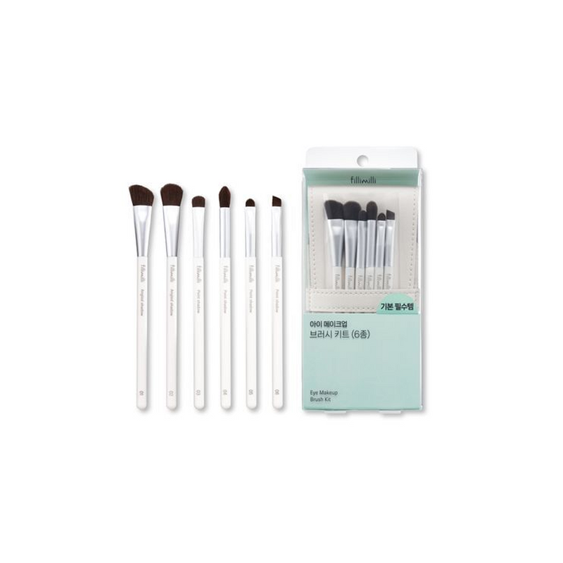 FILLIMILLI Eye Makeup Brush Kit فيلي ميلي مجموعة فرش مكياج العيون مجموعة احترافية تضم 6 فرش مع حقيبة ومرآة لتطبيق مكياج العيون بدقة وأناقة