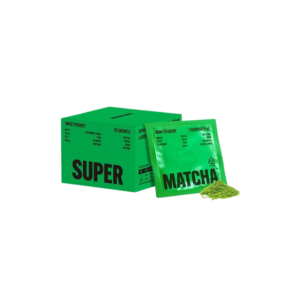 SUPER MATCHA Sweet Signature Matcha سوبر ماتشا سويت بوكيت 10 عبوات ماتشا عضوي فاخر من جزيرة جيجو الكورية مع مذاق ناعم وقليل المرارة