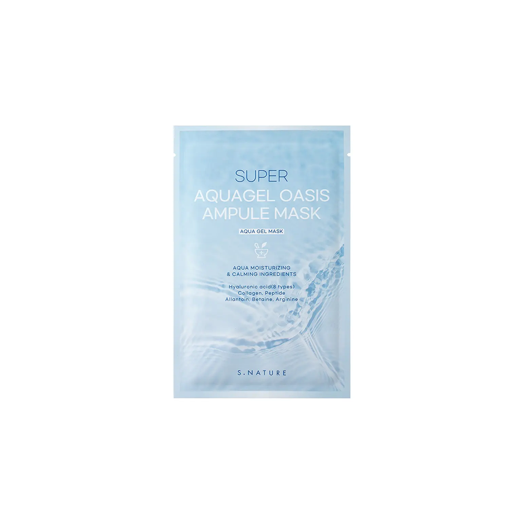 S.NATURE Super Aquagel Oasis Ampule Mask إسنيتشر أمبول ماسك سوبر أكوا جل أواسيـس ماسك ترطيب مكثف يمنح البشرة إشراقة مائية نقيّة