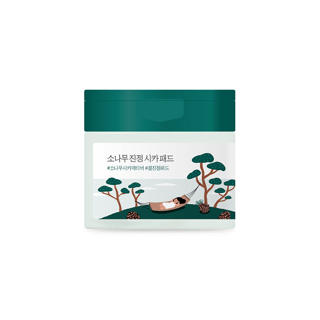 Round Lab Pine Calming Cica Pad وسادة سيكا المهدئة بالصنوبر للعناية الفورية