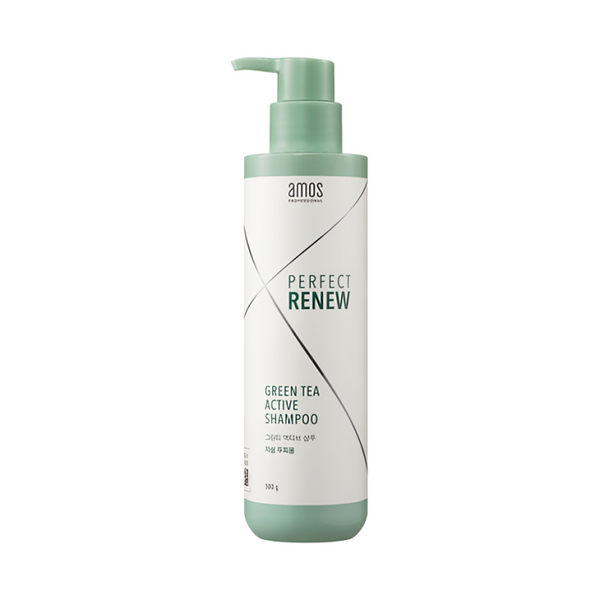AMOS Professional Green Tea Active Shampoo شامبو أموس بالشاي الأخضر شامبو كوري لتنظيف فروة الرأس والعناية بالشعر الدهني